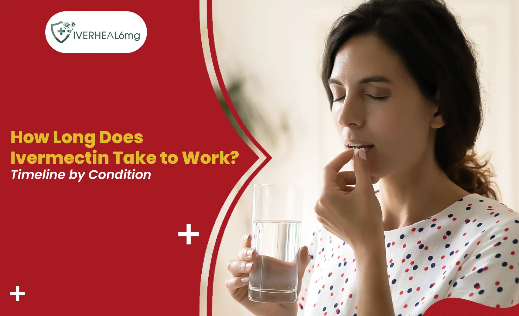 How long does ivermectin take to work timeline showing a woman taking an oral tablet with water