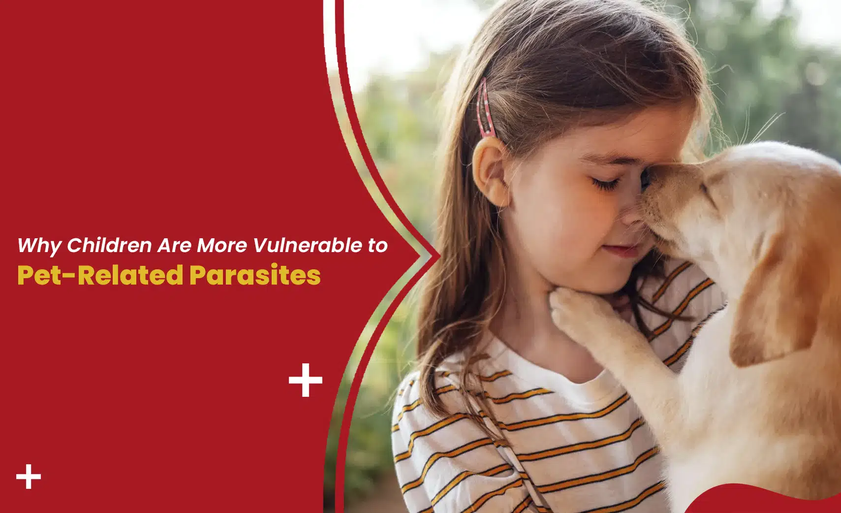 Child hugging puppy showing pet-related parasites in children risk